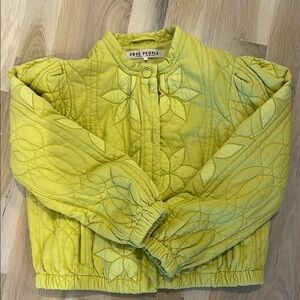 Free People Quilted Jacket in Yellow